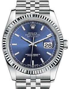 Rolex Datejust 36 White Gold/Steel Blue Index Dial & Fluted Bezel Jubilee Bracelet 116234 