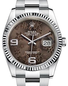 Rolex Datejust 36 White Gold/Steel Bronze Floral Motif Arabic Dial & Fluted Bezel Oyster Bracelet 116234