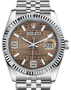 Rolex Datejust 36 White Gold/Steel Bronze Waves Diamond Dial & Fluted Bezel Jubilee Bracelet 116234
