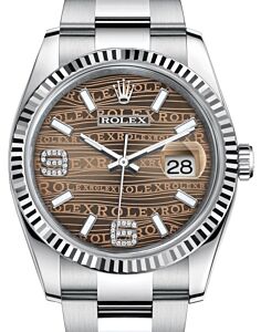 Rolex Datejust 36 White Gold/Steel Bronze Waves Diamond Dial & Fluted Bezel Oyster Bracelet 116234