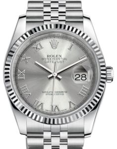 Rolex Datejust 36 White Gold/Steel Rhodium Roman Dial & Fluted Bezel Jubilee Bracelet 116234