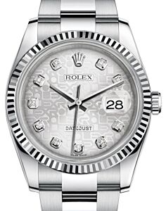 Rolex Datejust 36 White Gold/Steel Silver Jubilee Diamond Dial & Fluted Bezel Oyster Bracelet 116234