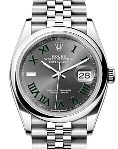 Rolex Datejust 36 Stainless Steel Slate "Wimbledon" Dial Domed Bezel Roman Jubilee Bracelet 126200 - BRAND NEW