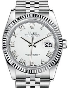 Rolex Datejust 36 White Gold/Steel White Roman Dial & Fluted Bezel Jubilee Bracelet 116234