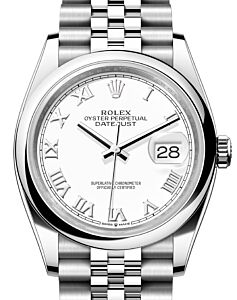 Rolex Datejust 36 Stainless Steel White Roman Dial & Smooth Domed Bezel Jubilee Bracelet 126200 - BRAND NEW