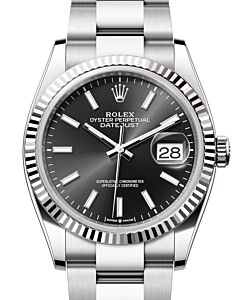 Rolex Datejust 36 White Gold/Steel Black Index Dial & Fluted Bezel Oyster Bracelet 126234 - BRAND NEW