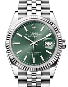 Rolex Datejust 36 White Gold/Steel Mint Green Index Dial & Fluted Bezel Jubilee Bracelet 126234 - BRAND NEW