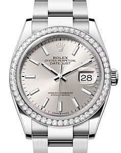 Rolex Datejust 36 White Gold/Steel Silver Index Dial & Diamond Bezel Oyster Bracelet 126284RBR - BRAND NEW