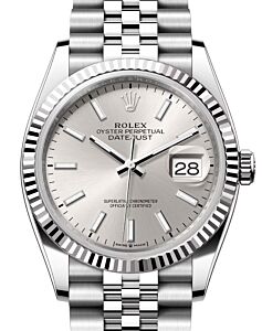 Rolex Datejust 36 White Gold/Steel Silver Index Dial & Fluted Bezel Jubilee Bracelet 126234 - BRAND NEW