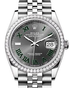 Rolex Datejust 36 White Gold/Steel "Wimbledon" Slate Dial Diamond Bezel Jubilee Bracelet 126284RBR - BRAND NEW