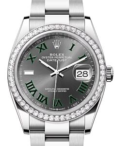 Rolex Datejust 36 White Gold/Steel "Wimbledon" Slate Dial Diamond Bezel Oyster Bracelet 126284RBR - BRAND NEW