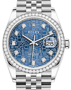 Rolex Datejust 36 White Gold/Steel Blue Jubilee Diamond Dial & Diamond Bezel Jubilee Bracelet 126284RBR - BRAND NEW