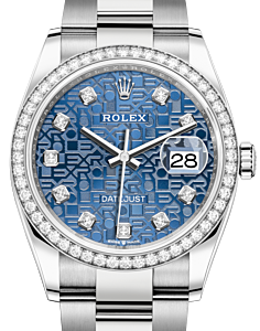 Rolex Datejust 36 White Gold/Steel Blue Jubilee Diamond Dial & Diamond Bezel Oyster Bracelet 126284RBR - BRAND NEW