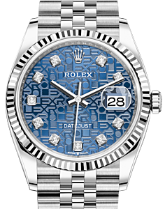 Rolex Datejust 36 White Gold/Steel Blue Jubilee Diamond Dial & Fluted Bezel Jubilee Bracelet 126234 - BRAND NEW