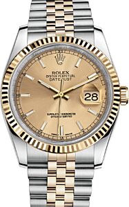 Rolex Datejust 36 Yellow Gold/Steel Champagne Index Dial & Fluted Bezel Jubilee Bracelet 116233