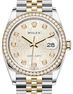 Rolex Datejust 36 Yellow Gold/Steel Silver Jubilee Diamond Dial & Diamond Bezel Jubilee Bracelet 126283RBR - BRAND NEW