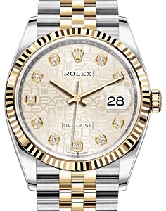 Rolex Datejust 36 Yellow Gold/Steel Silver Jubilee Diamond Dial & Fluted Bezel Jubilee Bracelet 126233 - BRAND NEW