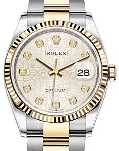 Rolex Datejust 36 Yellow Gold/Steel Silver Jubilee Diamond Dial & Fluted Bezel Oyster Bracelet 126233 - BRAND NEW