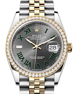 Rolex Datejust 36 Yellow Gold/Steel "Wimbledon" Slate Dial Diamond Bezel Jubilee Bracelet 126283RBR - BRAND NEW