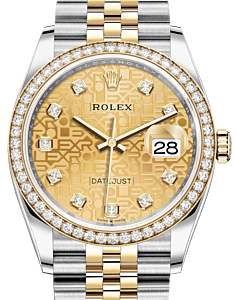 Rolex Datejust 36 Yellow Gold/Steel Champagne Jubilee Diamond Dial & Diamond Bezel Jubilee Bracelet 126283RBR - BRAND NEW