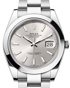 Rolex Datejust 41 Stainless Steel Silver Index Dial Smooth Bezel Oyster Bracelet 126300 - BRAND NEW