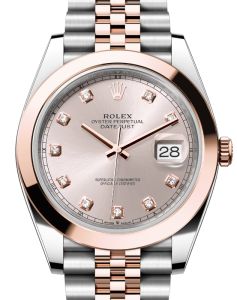 Rolex Datejust 41 Rose Gold/Steel Sundust Diamond Dial Smooth Bezel Jubilee Bracelet 126301 - BRAND NEW