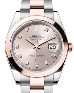 Rolex Datejust 41 Rose Gold/Steel Sundust Diamond Dial Smooth Bezel Oyster Bracelet 126301 - BRAND NEW