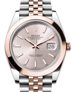 Rolex Datejust 41 Rose Gold/Steel Sundust Index Dial Smooth Bezel Jubilee Bracelet 126301 - BRAND NEW