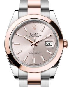 Rolex Datejust 41 Rose Gold/Steel Sundust Index Dial Smooth Bezel Oyster Bracelet 126301 - BRAND NEW