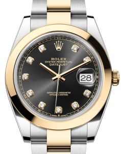 Rolex Datejust 41 Yellow Gold/Steel Black Diamond Dial Smooth Bezel Oyster Bracelet 126303 - BRAND NEW