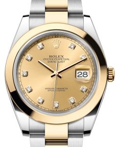Rolex Datejust 41 Yellow Gold/Steel Champagne Diamond Dial Smooth Bezel Oyster Bracelet 126303 - BRAND NEW