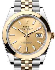 Rolex Datejust 41 Yellow Gold/Steel Champagne Index Dial Smooth Bezel Jubilee Bracelet 126303 - BRAND NEW
