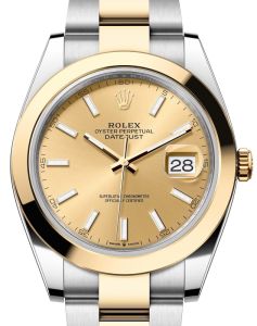 Rolex Datejust 41 Yellow Gold/Steel Champagne Index Dial Smooth Bezel Oyster Bracelet 126303 - BRAND NEW
