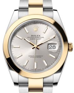 Rolex Datejust 41 Yellow Gold/Steel Silver Index Dial Smooth Bezel Oyster Bracelet 126303 - BRAND NEW