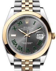 Rolex Datejust 41 Yellow Gold/Steel "Wimbledon" Slate Roman Dial Smooth Bezel Jubilee Bracelet 126303 - BRAND NEW