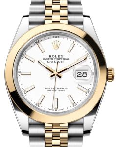 Rolex Datejust 41 Yellow Gold/Steel White Index Dial Smooth Bezel Jubilee Bracelet 126303 - BRAND NEW