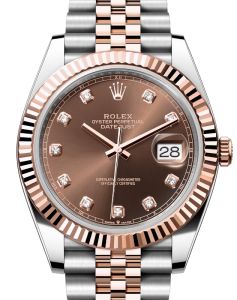 Rolex Datejust 41 Rose Gold/Steel Chocolate Diamond Dial Fluted Bezel Jubilee Bracelet 126331 - BRAND NEW