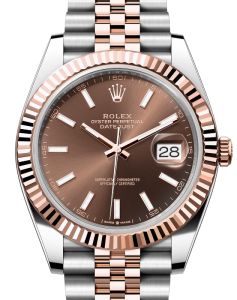 Rolex Datejust 41 Rose Gold/Steel Chocolate Index Dial Fluted Bezel Jubilee Bracelet 126331 - BRAND NEW