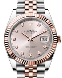 Rolex Datejust 41 Rose Gold/Steel Sundust Diamond Dial Fluted Bezel Jubilee Bracelet 126331 - BRAND NEW
