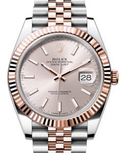 Rolex Datejust 41 Rose Gold/Steel Sundust Index Dial Fluted Bezel Jubilee Bracelet 126331 - BRAND NEW
