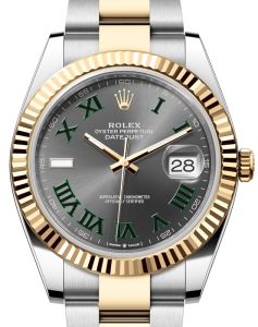 Rolex Datejust 41 Yellow Gold/Steel "Wimbledon" Slate Roman Dial Fluted Bezel Oyster Bracelet 126333 - BRAND NEW