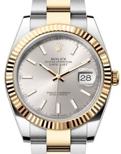 Rolex Datejust 41 Yellow Gold/Steel Silver Index Dial Fluted Bezel Oyster Bracelet 126333 - BRAND NEW