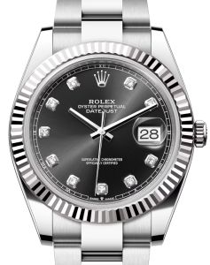 Rolex Datejust 41 White Gold/Steel Black Diamond Dial Fluted Bezel Oyster Bracelet 126334 - BRAND NEW