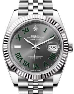 Rolex Datejust 41 White Gold/Steel "Wimbledon" Slate Roman Dial Fluted Bezel Jubilee Bracelet 126334 - BRAND NEW