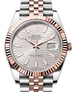 Rolex Datejust 41 Rose Gold/Steel Silver Fluted Motif Index Dial Fluted Bezel Jubilee Bracelet 126331 - BRAND NEW