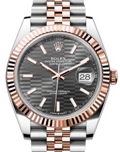 Rolex Datejust 41 Rose Gold/Steel Slate Fluted Motif Index Dial Fluted Bezel Jubilee Bracelet 126331 - BRAND NEW