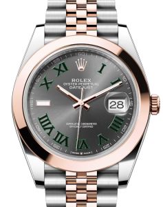 Rolex Datejust 41 Rose Gold/Steel Slate Roman Dial Smooth Bezel Jubilee Bracelet 126301 - BRAND NEW