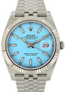 Rolex Datejust 41 White Gold/Steel Custom "Tiffany" Turquoise  Index Dial Fluted Bezel Jubilee Bracelet 126334 - BRAND NEW