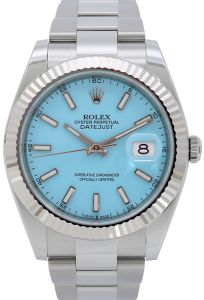Rolex Datejust 41 White Gold/Steel Custom "Tiffany" Turquoise  Index Dial Fluted Bezel Oyster Bracelet 126334 - BRAND NEW