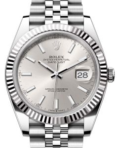 Rolex Datejust 41 White Gold/Steel Silver Index Dial Fluted Bezel Jubilee Bracelet 126334 - BRAND NEW